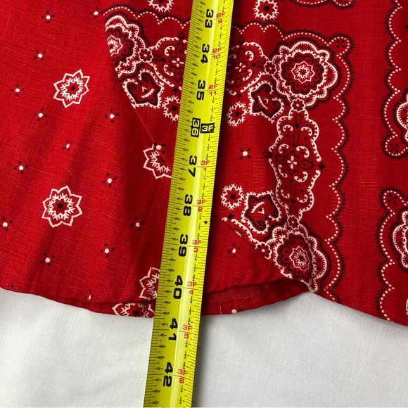 Vintage Cotton Canvas Patchwork Red Paisley Bandana Maxi Skirt - Picture 14 of 17